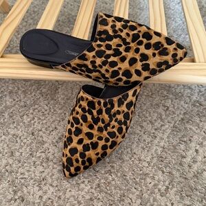 Rockport Leopard Faux fur hair Mules flats dress shoes